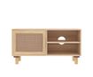 Comodă TV, maro, 80x30x40 cm, lemn masiv pin și ratan natural