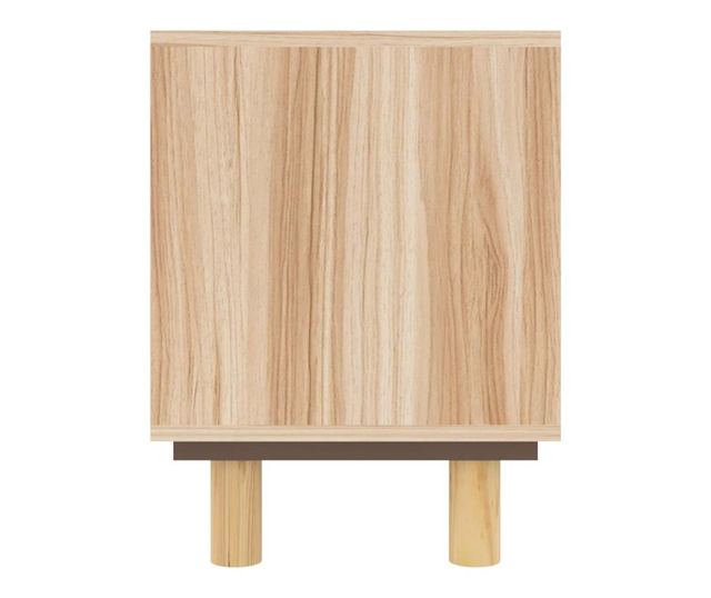 Comodă TV, maro, 80x30x40 cm, lemn masiv pin și ratan natural