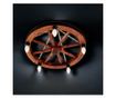 Candelabru rustic din lemn masiv tip roată 58 cm 5 becuri thumbnail 1