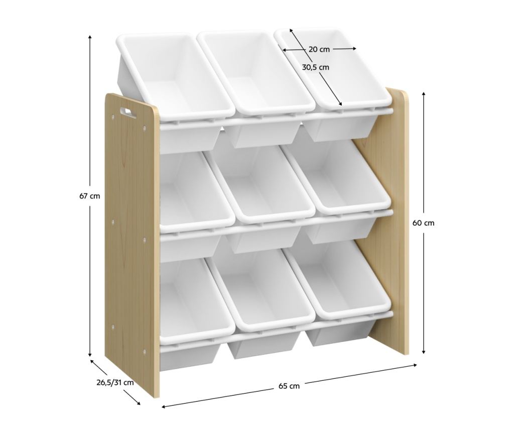 Raft rendszerező MDF Natúr Műanyag Fehér 65x26,5/31x67 cm - 4
