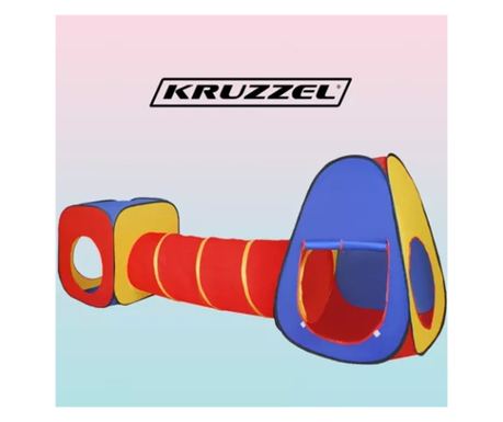 Детски комплект палатки, Kruzzel, полиестер, стомана, 288 x 94 x 70 см, самосглобяване, многоцветен, за вътрешна/външна употреба