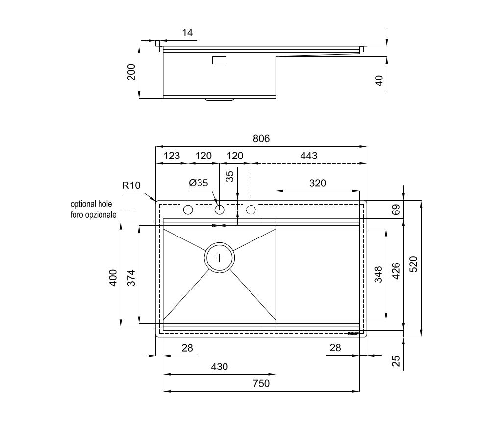 Премиум кухненска мивка, Foster, Milanello L, 81 x 52 см, Неръждаема стомана - 5