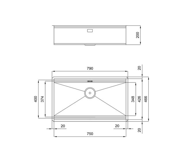 Премиум кухненска мивка, Foster, Milanello, 79 x 47 см, PVD покритие, за вграждане под плот, златиста
