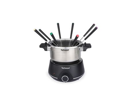 Set Fondue Electric Techwood TF-1508, 8 Persoane, Vas Inox Detașabil, 2L, 1400W