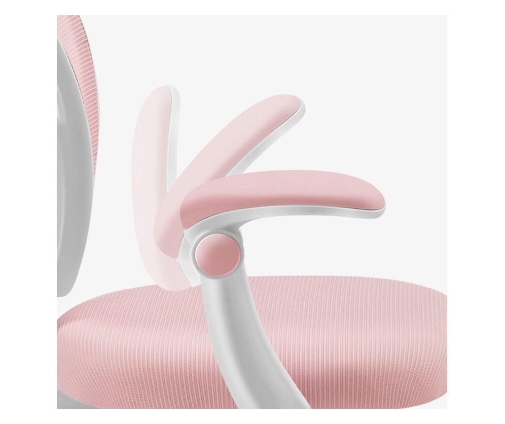 Scaun de birou, hidraulic si pivotant, pentru copii, rotativ cu sezut din spuma, spatar ergonomic, culoare roz - 6