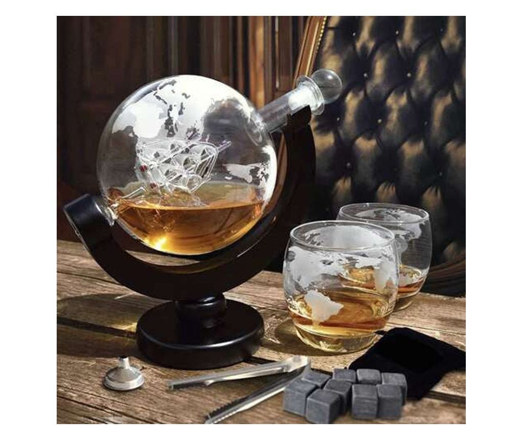 Set pahare si decantor pentru Whisky Malatec, 2 pahare 250 ml, decantor 850 ml, sticla transparenta, stil modern - 2