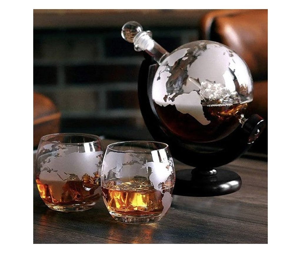 Set pahare si decantor pentru Whisky Malatec, 2 pahare 250 ml, decantor 850 ml, sticla transparenta, stil modern - 3