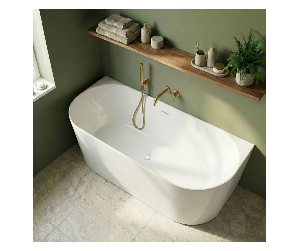 Rea μπανιέρα τοίχου Capri Slim 150 Λευκό 150X74,5X58CM - 6
