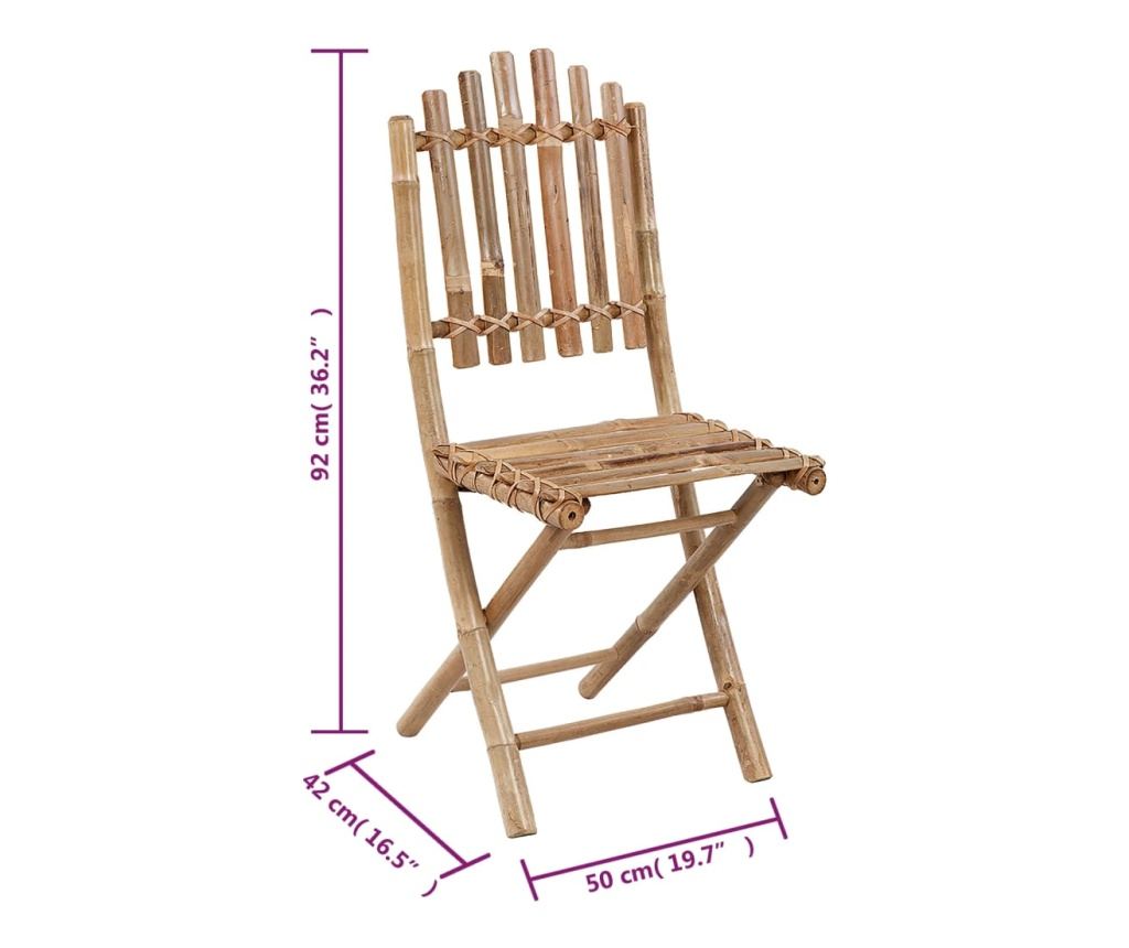 Сгъваем комплект градински мебели с възглавници, 5 части, бамбук - 11