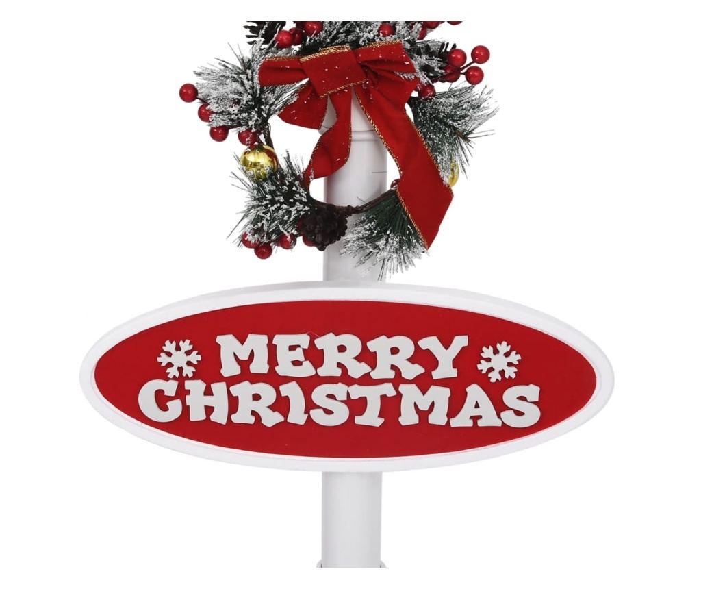 Ulična lampa s Djedom Božićnjakom, bijela/crvena, 81x40x188 cm, PVC - 11