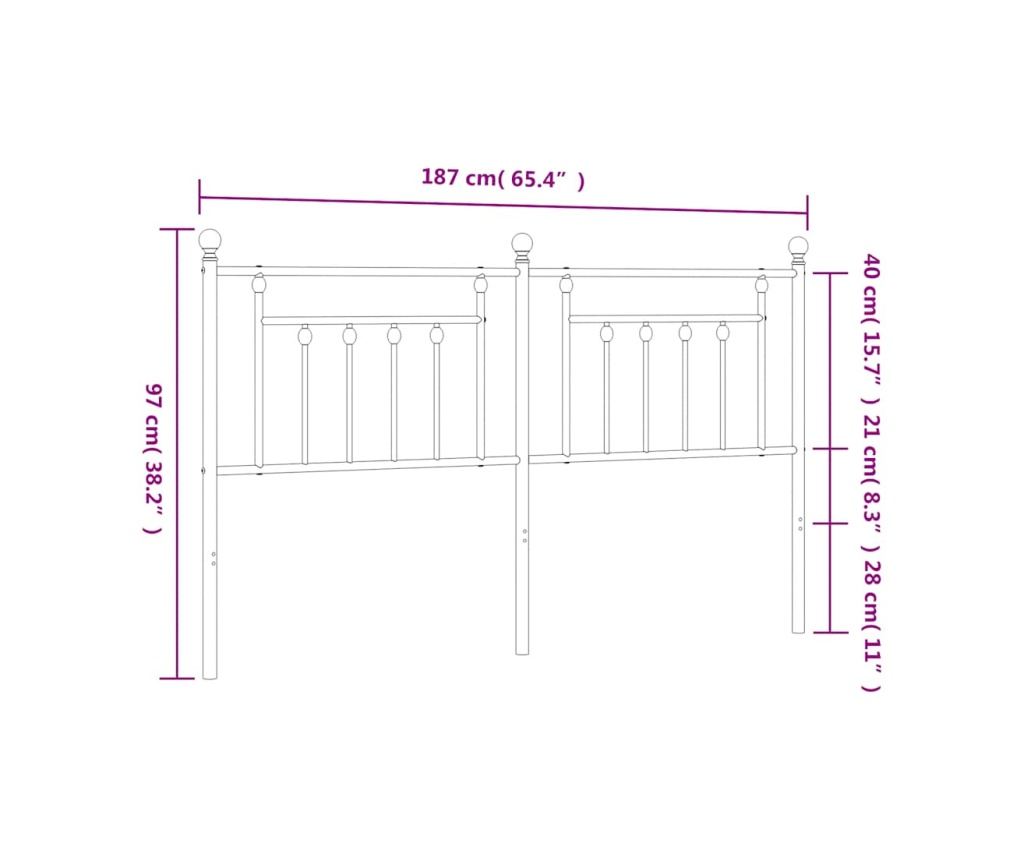 Okvir za krevet od metala, crni, 180 cm - 7