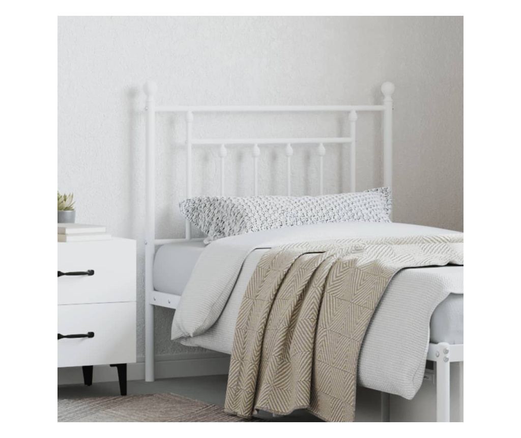 Metalni uzglavlje za krevet, bijelo, 80 cm - 3