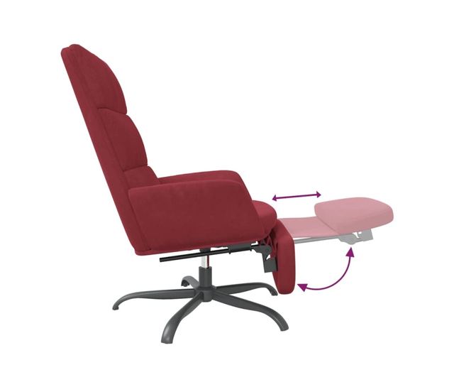 Naslanjač z oporo za noge, bordo, žamet