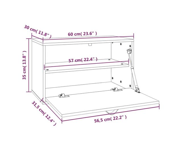 Omara, siva, 60x30x35 cm, masivno borovo leso
