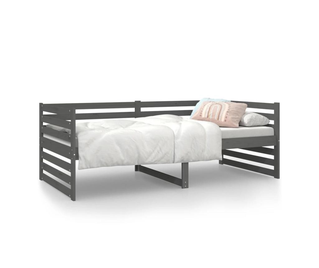 Daybed, Γκρι, 90x190 εκ., Μασίφ Ξύλο Πεύκου - 2