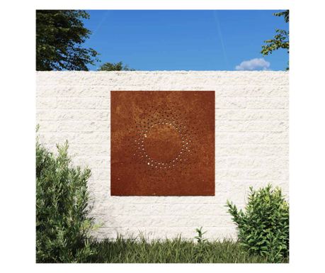 Decor perete de grădină 55x55 cm design soare oțel Corten