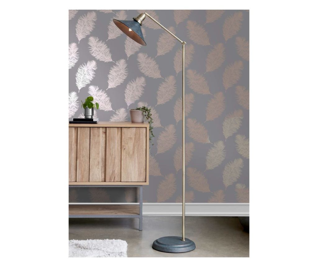 DUTCH WALLCOVERINGS Tapet "Fawning Feather", gri și aur roz - 5