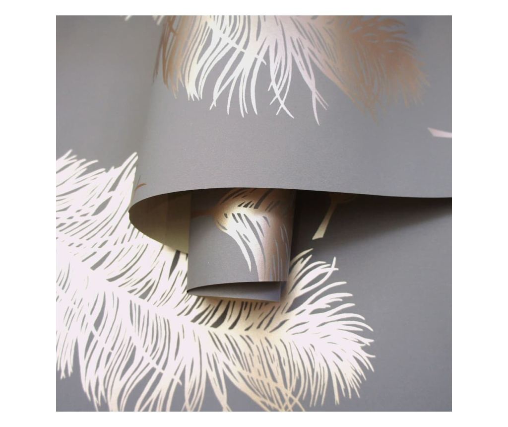 DUTCH WALLCOVERINGS Tapet "Fawning Feather", gri și aur roz - 6