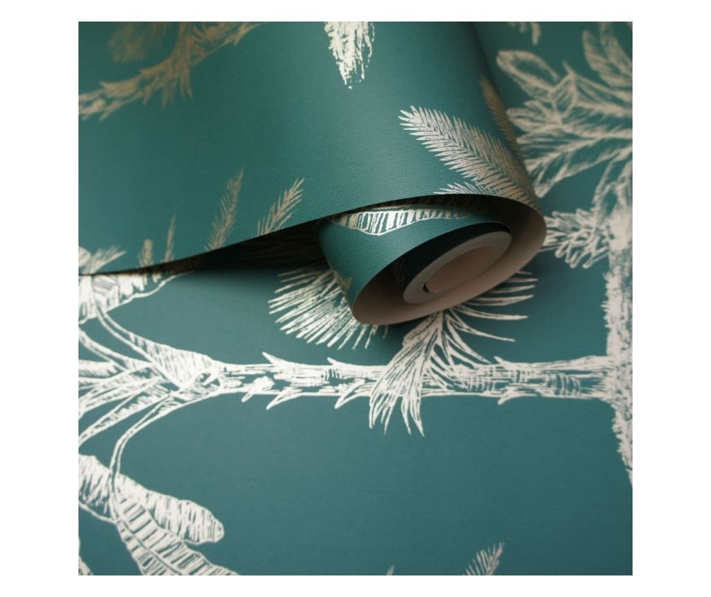 DUTCH WALLCOVERINGS Tapet Tropical Trees, albastru verzui și argintiu - 3