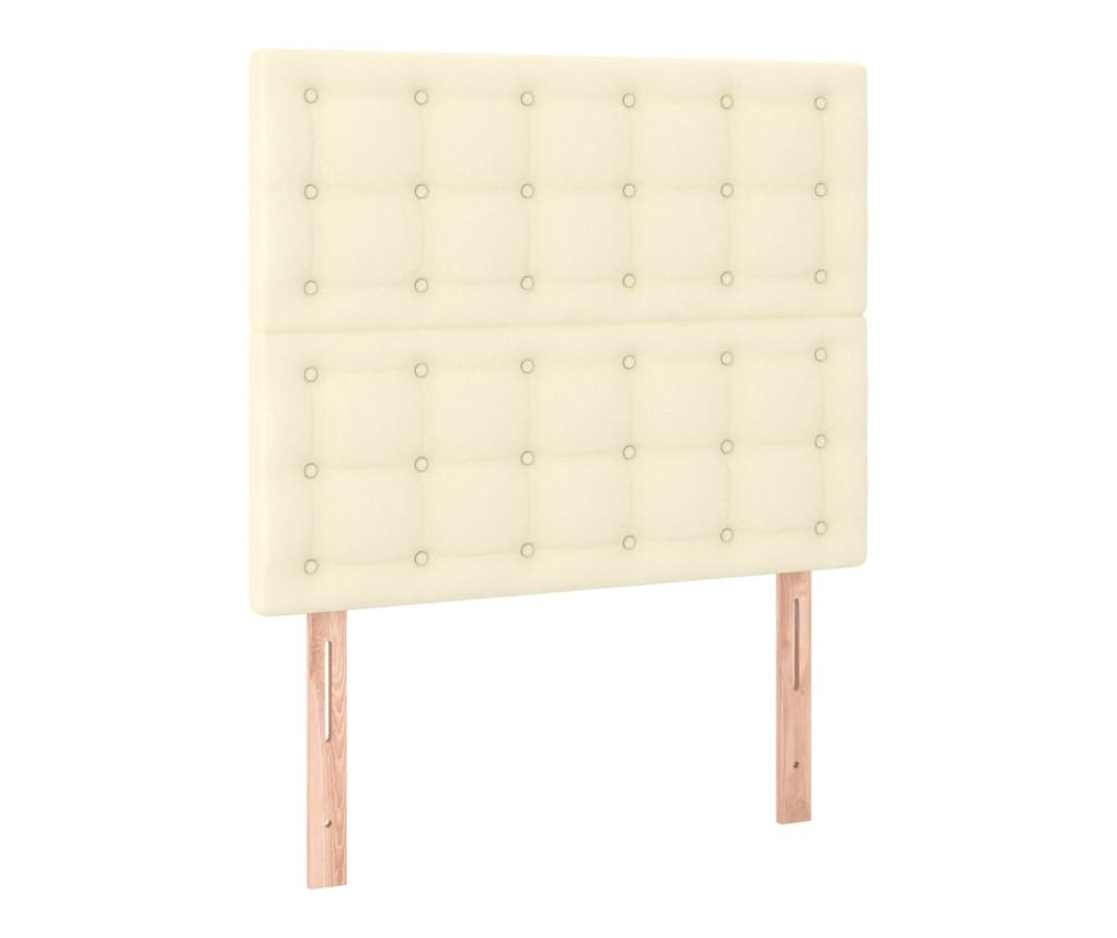 LED Табла за легло, Кремаво, 100x5x118/128 см, Еко кожа - 4