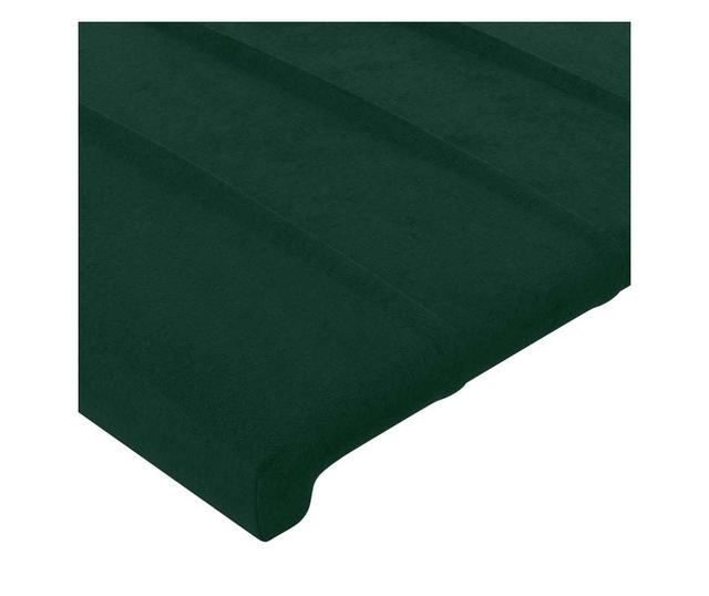 LED Табла за легло, Тъмнозелено, 180x5x118/128 см, Кадифе