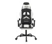 Геймърски стол с подложка за крака, черна/бяла еко кожа thumbnail 3