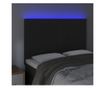 LED Табла за легло, Черно, 144x5x118/128 см, Кадифе