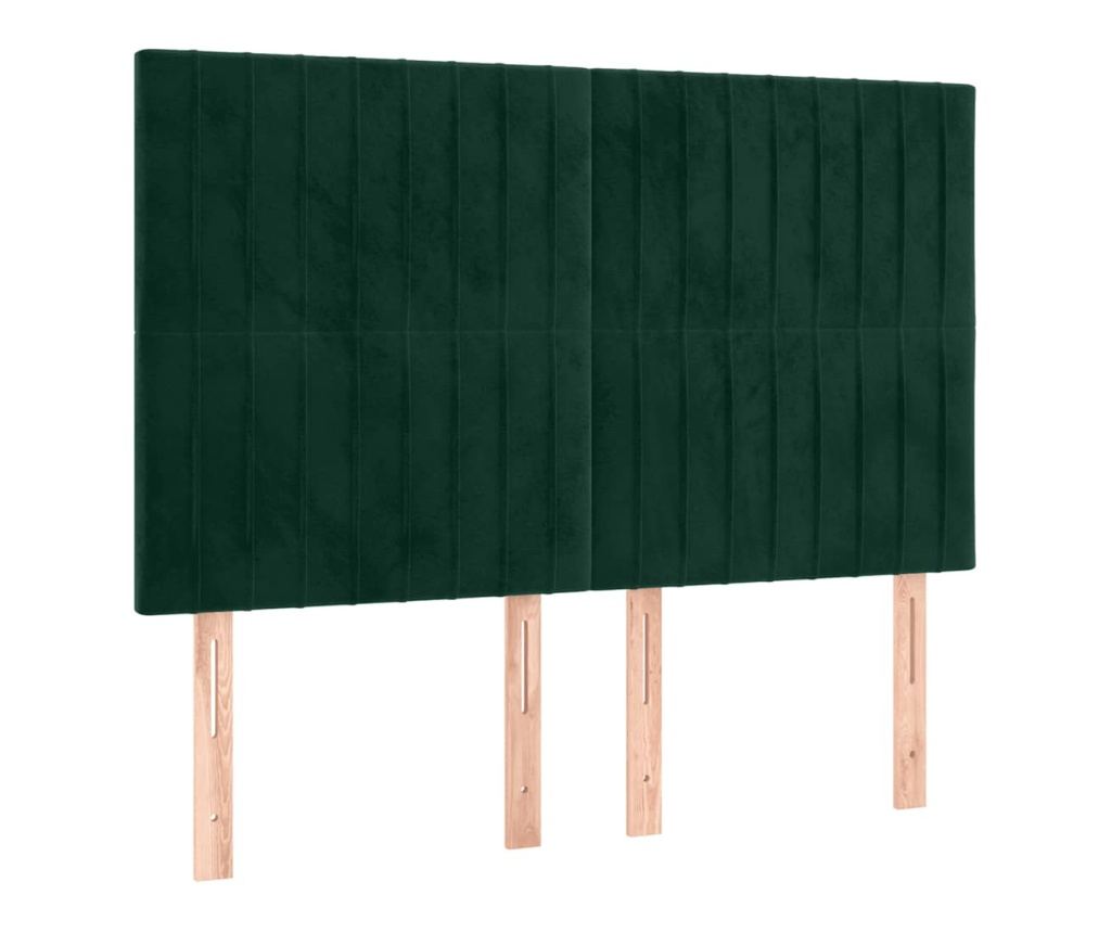 LED Табла за легло, Тъмнозелено, 144x5x118/128 см, Кадифе - 3