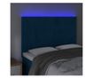 LED Табла за легло, Тъмносиньо, 144x5x118/128 см, Кадифе thumbnail 3
