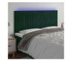 LED Табла за легло, Тъмнозелено, 160x5x118/128 см, Кадифе