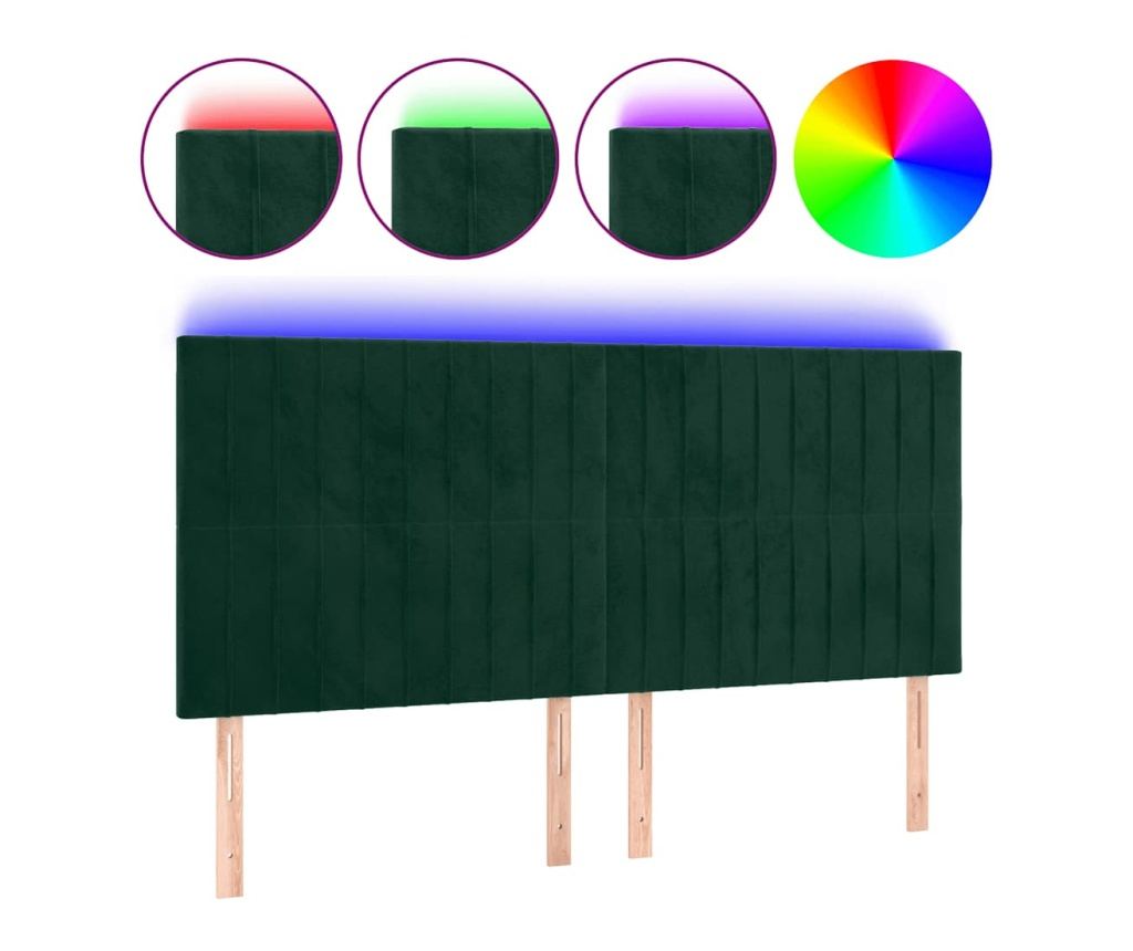 LED uzglavlje za krevet, tamnozeleno, 160x5x118/128 cm, baršun - 2