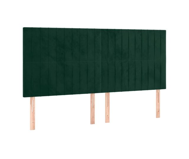 LED Табла за легло, Тъмнозелено, 160x5x118/128 см, Кадифе