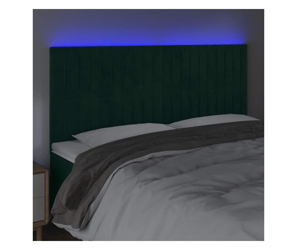 LED uzglavlje za krevet, tamnozeleno, 160x5x118/128 cm, baršun - 4