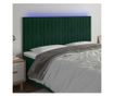 LED Табла за легло, Тъмнозелено, 180x5x118/128 см, Кадифе