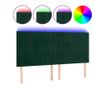 LED Табла за легло, Тъмнозелено, 180x5x118/128 см, Кадифе