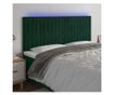 LED Табла за легло, Тъмнозелено, 200x5x118/128 см, Кадифе thumbnail 1