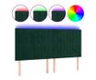 LED Табла за легло, Тъмнозелено, 200x5x118/128 см, Кадифе thumbnail 2