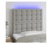 LED Табла за легло, Светло сиво, 80x5x118/128 см, Текстил thumbnail 1