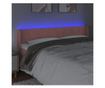 LED Табла за легло, Розово, 163x16x78/88 см, Кадифе