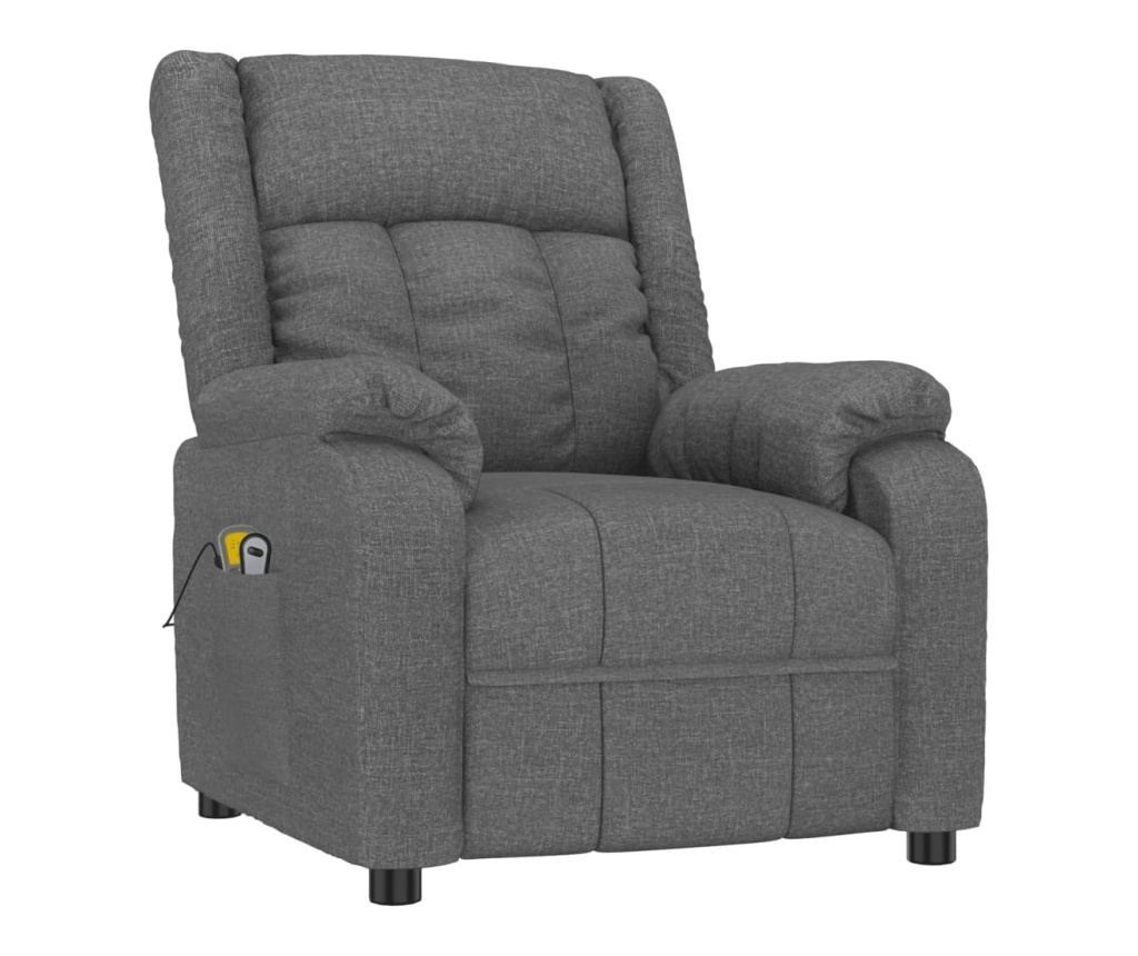 Електрически масажен стол с функция за накланяне, тъмносив, плат - 3