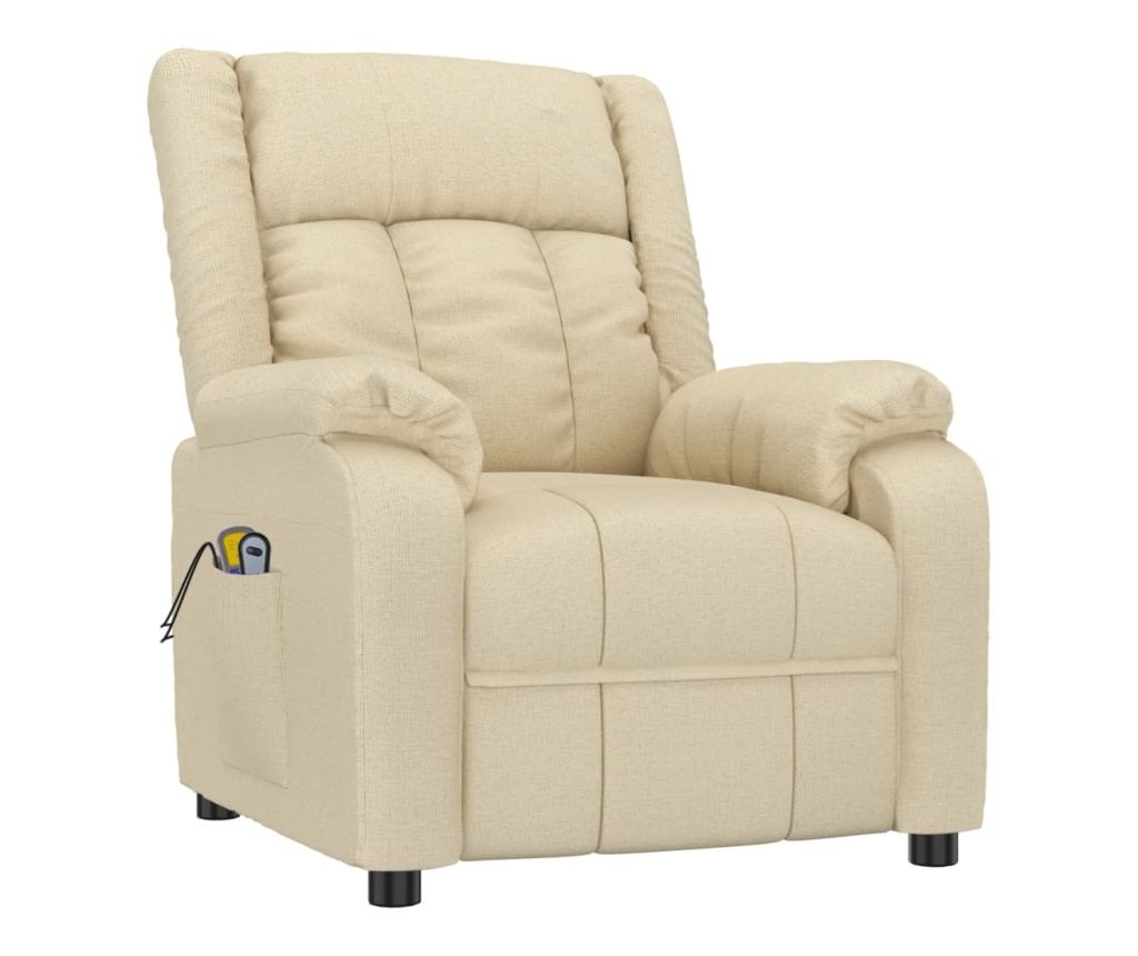 Reclining electric massage armchair, cream, textile - 3