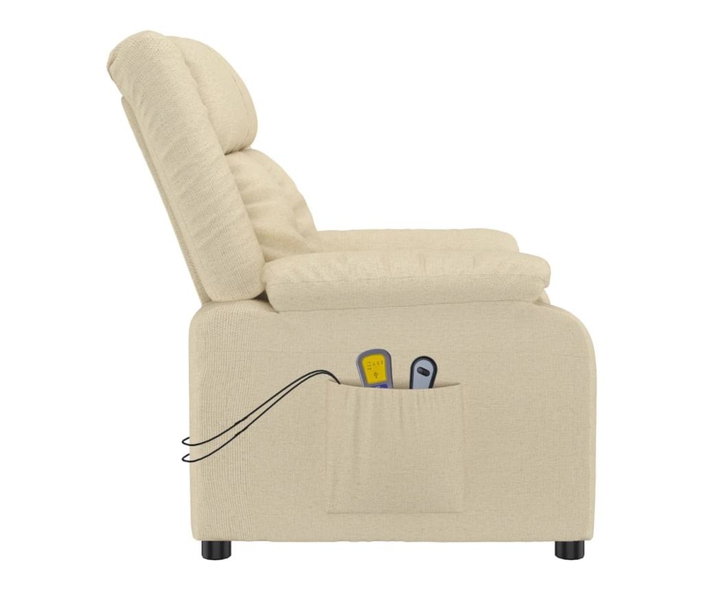 Reclining electric massage armchair, cream, textile - 5