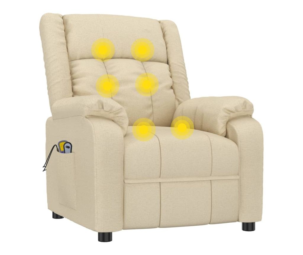 Reclining electric massage armchair, cream, textile - 8