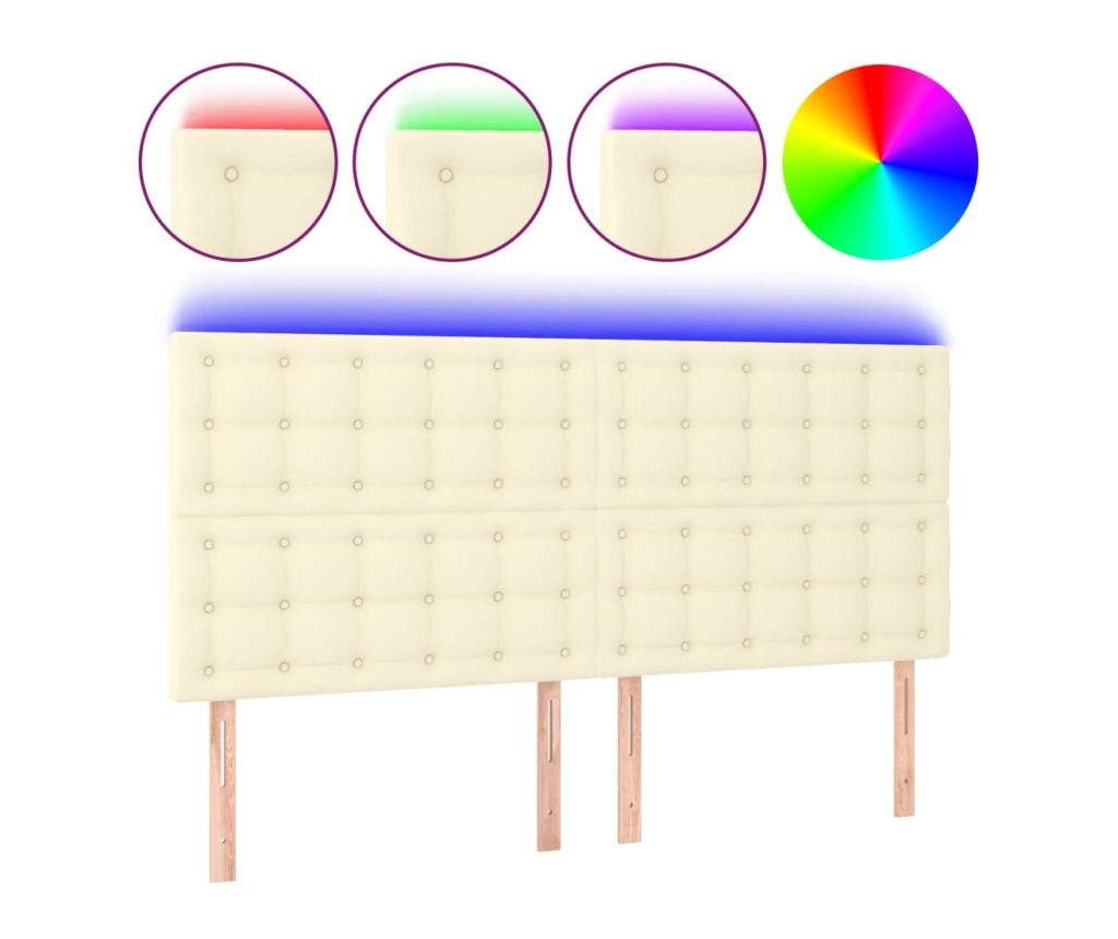 LED fejtámla, krém, 200x5x118/128 cm, műbőr - 2