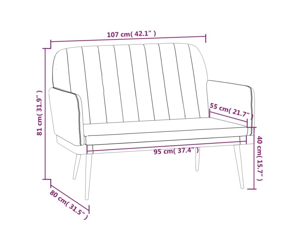 Диван, капучино, 107x80x81 см, изкуствена кожа - 8