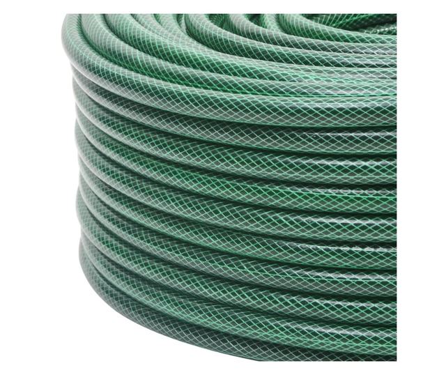 Градински маркуч със свързващ комплект, зелен, 100 м, PVC