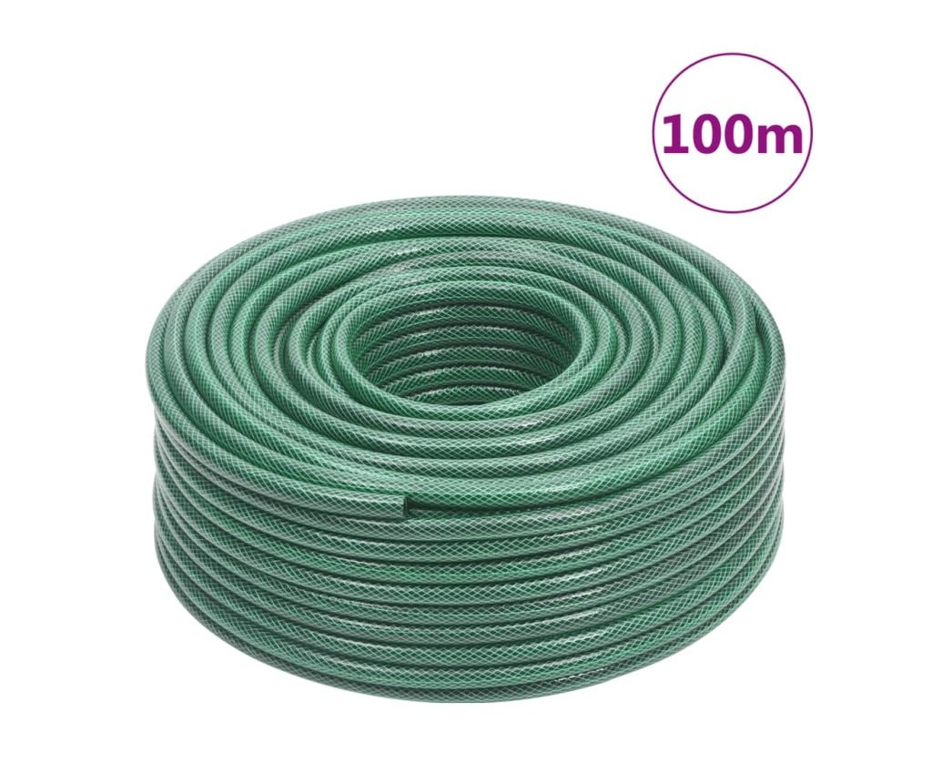 Furtun de grădină cu set de racorduri, verde, 100 m, PVC - 11
