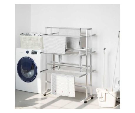 Stojalo za sušenje perila s kolesi, 89x64x129 cm, aluminij