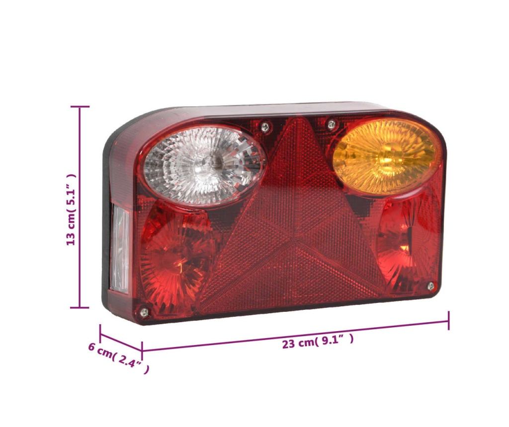 Светлини за ремарке 2 бр. Класически крушки 12V Червени 23x6x13 см - 11