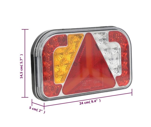 Светлини за ремарке, 2 бр., червени, LED крушка 12 V, 24x5x14,5 см